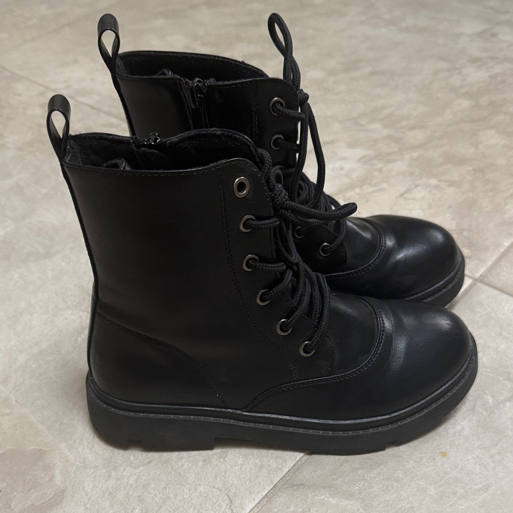 Black Lace-Up Combat Boots